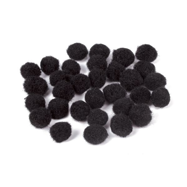Помпоны для творчества, черные, 15 мм, 30 шт., ОСТРОВ СОКРОВИЩ, 661439 - Помпоны для творчества