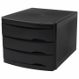 Бокс с 3 выдвижными лотками, корпус чёрный, лотки черные, 235х300х355 мм, BRAUBERG "Office-Expert", 238038 - Блоки закрытых лотков для бумаг