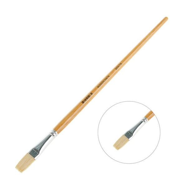 Кисть из щетины "Сонет" плоская, длинная лакированная ручка, №8 - Кисти художественные из натурального волоса