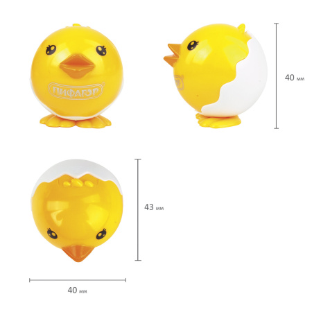 Точилка механическая ПИФАГОР "Цыпа", + ручная точилка, корпус ассорти, 228485 - Точилки механические