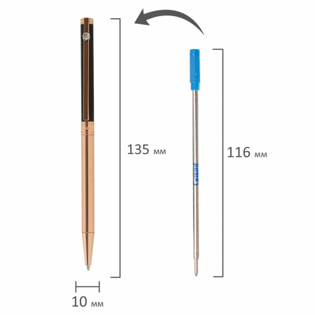 Ручка подарочная шариковая GALANT "ASTRON", корпус черный с золотом, детали золотистые, узел 0,7 мм, синяя, 143525 - Ручки шариковые подарочные