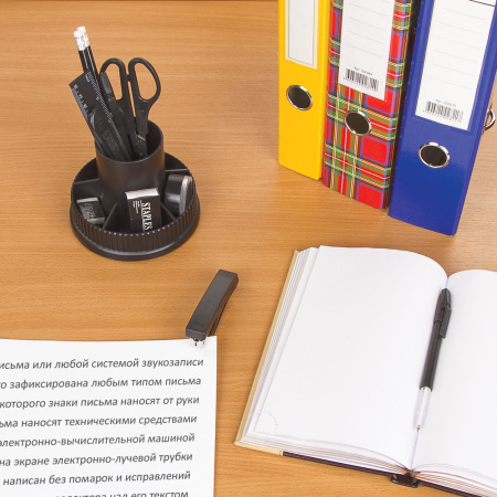 Канцелярский набор STAFF "Раунд", 13 предметов, круглое основание, вращающаяся конструкция, 230745 - Наборы офисные пластиковые с наполнением