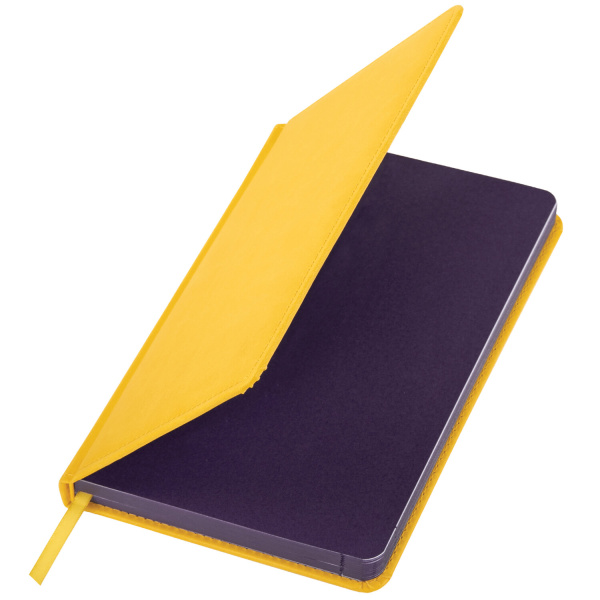 Ежедневник недатированный А5 138х213 мм BRAUBERG "Rainbow" под кожу, 136 л., желтый, 111670 - Ежедневники с покрытием "под кожу и ткань"