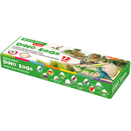 Набор для раскопок 12 видов динозавров, карточки, инструменты, развивающий, BRAUBERG KIDS, 664923 - Игрушки развивающие