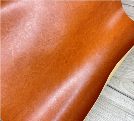 Переплетный кожзам (Италия) глянцевый, цвет светло-коричневый, отрез 35*50 см - Кожзам и экокожа