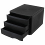 Бокс с 3 выдвижными лотками, корпус чёрный, лотки черные, 235х300х355 мм, BRAUBERG "Office-Expert", 238038 - Блоки закрытых лотков для бумаг