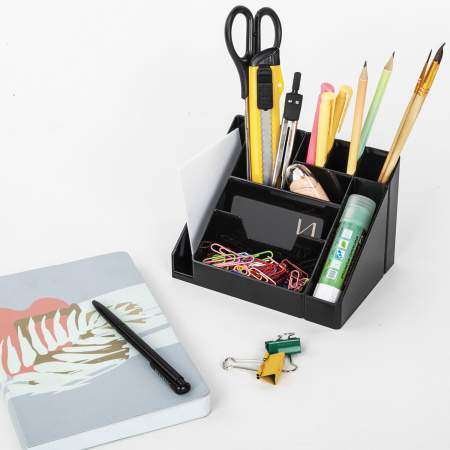 Подставка-органайзер BRAUBERG GRAND OFFICE, 9 отделений, 115х160х105 мм, черная, 238098, ОР14 - Подставки канцелярские без наполнения