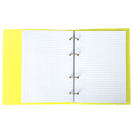 Тетрадь на кольцах А5 175х220 мм, 120 л., пластик, клетка, с резинкой, BRAUBERG, желтая, 403570 - Тетради на кольцах и сменные блоки к ним
