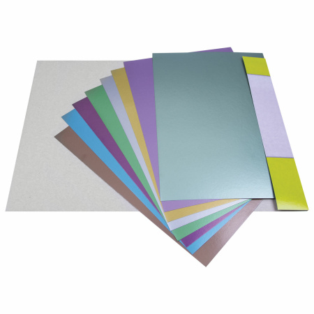 Картон цветной А4 МЕЛОВАННЫЙ ПЕРЛАМУТРОВЫЙ, 8 листов, 8 цветов, в папке, ЮНЛАНДИЯ, 200х290 мм, "ПОЛЕТ", 111322 - Цветной и белый картон
