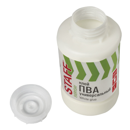 Клей ПВА универсальный 1 кг (бумага, картон, дерево), STAFF, 606431 - Клей ПВА