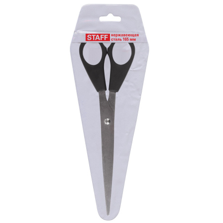 Ножницы STAFF Basic 165 мм, чёрные, ПВХ чехол с европодвесом, 235459 - Ножницы универсальные
