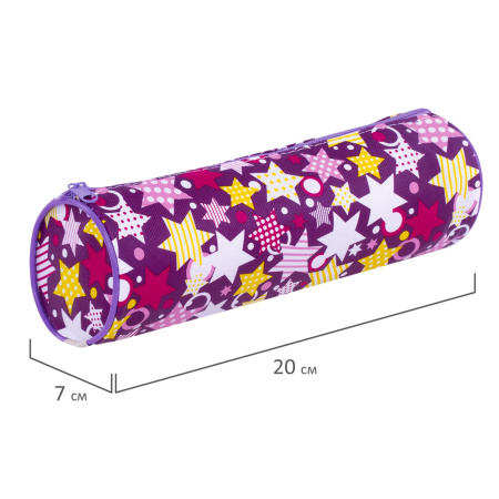 Пенал-тубус ПИФАГОР, мягкий, "STARS", 20х7 см, 229267 - Пеналы мягкие