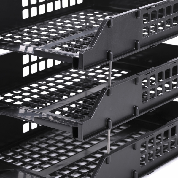 Лотки горизонтальные для бумаг, КОМПЛЕКТ 3 шт., 334х255х271 мм, черный, BRAUBERG GRAND OFFICE, 238109, ЛТ112 - Лотки горизонтальные (поддоны)