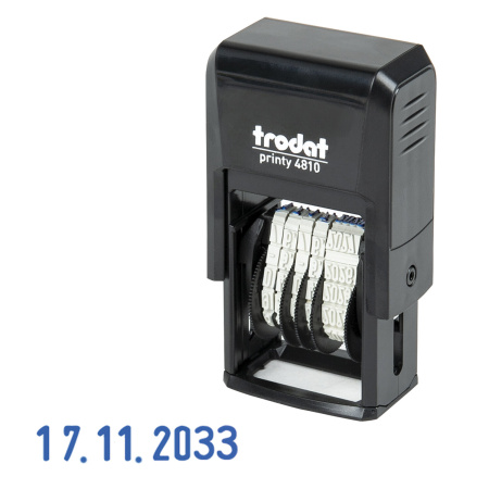 Датер-мини месяц буквами, оттиск 20х3,8 мм, синий, TRODAT 4810, корпус черный