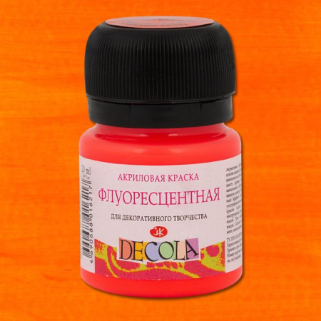 Акриловая краска флуоресцентная (неоновая) цвет №336 Красная светлая банка 20мл Decola