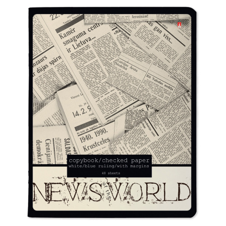 Тетрадь А5 48 л. АЛЬТ скоба, клетка, глянцевый лак, "Газета" (5 видов), 7-48-1146 - Тетради 40-48 листов