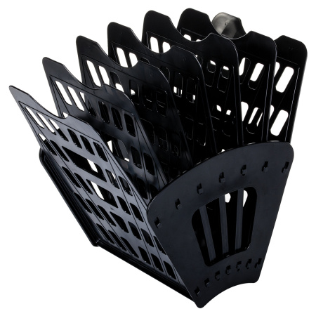 Лоток для бумаг веерный BRAUBERG "Basic" 7-ми секционный, 6 отделений, сетчатый, черный, 237019 - Лотки и подставки секционные