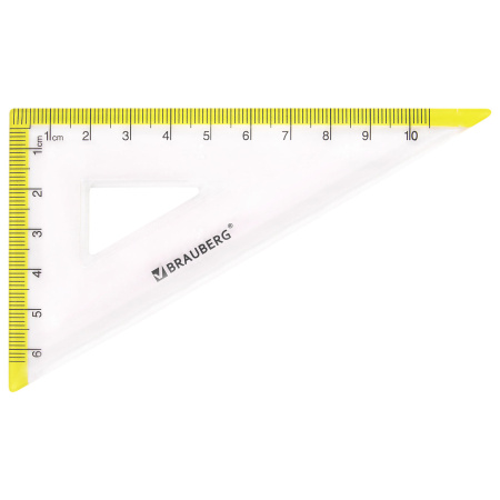 Набор чертежный малый BRAUBERG "FRESH ZONE" (линейка 15 см, 2 треугольника, транспортир), желтая шкала, 210762 - Наборы чертежные