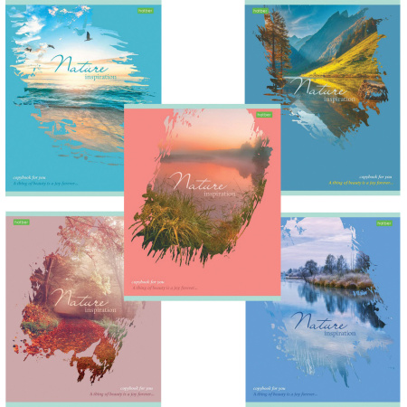 Тетрадь А5 80л. HATBER-ECO скоба, клетка, обложка картон, Nature, 1 шт, 80Т5C1