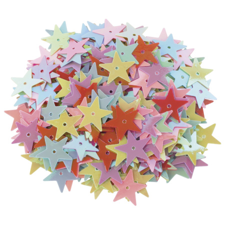 Пайетки для творчества "Звезды", яркие, цвет ассорти, 5 цветов, 15 мм, 20 грамм, ОСТРОВ СОКРОВИЩ, 661277 - Пайетки для творчества