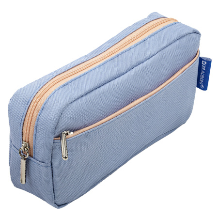 Пенал мягкий BRAUBERG, 2 отделения, ассорти 5 цветов, "Pastel", 21х9,5х5 см, дисплей, 271579 - Пеналы мягкие