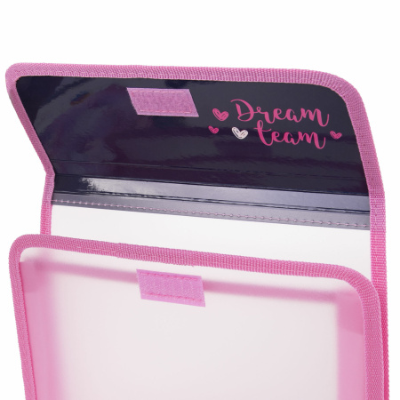 Папка для тетрадей ЮНЛАНДИЯ А5, пластик, 2 отделения, клапан на липучке, "Dream Team", 271490 - Папки для тетрадей и уроков труда