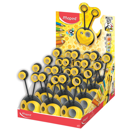 Точилка MAPED "Croc Croc Universal", 4 диаметра для карандашей и пластиковых мелков, с контейнером, 017811 - Точилки ручные