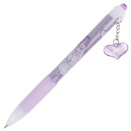 Ручка шариковая автоматическая с грипом BRAUBERG "First Love", СИНЯЯ, подвеска, корпус ассорти, узел 0,5 мм, линия письма 0,3 мм, 141285 - Ручки шариковые автоматические