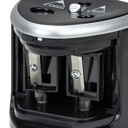 Точилка электрическая BRAUBERG DUAL (для 2 диаметров карандашей!), 4 батарейки АА, черная, 270581 - Точилки электрические