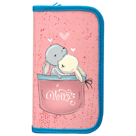 Пенал ПИФАГОР, 2 отделения, ламинированный картон, 19х11 см, "Bunnies", 270882