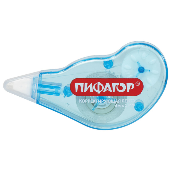 Корректирующая лента ПИФАГОР 5 мм х 4 м, корпус ассорти, механизм перемотки, блистер, 227803 - Корректирующие ленты