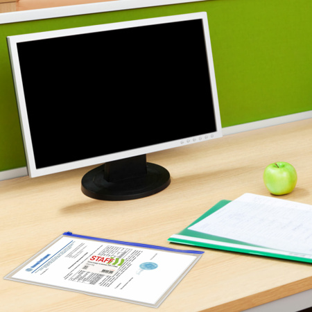 Папка-конверт на молнии МАЛОГО ФОРМАТА (240х175 мм), А5, карман для визиток, прозрачная, 0,12 мм, STAFF, 229548 - Папки-конверты на молнии