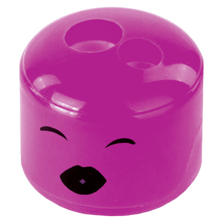 Точилка ПИФАГОР "Смайлики", 2 отверстия для чернографитных карандашей (в том числе утолщенных), с контейнером, пластиковая, ассорти, 228444 - Точилки ручные