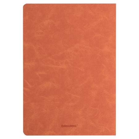 Тетрадь 48 л. в клетку обложка фактурный кожзам, сшивка, A5 (147х210мм), ОРАНЖЕВЫЙ, BRAUBERG SKY, 403868 - Тетради 40-48 листов