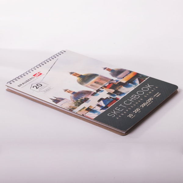 Скетчбук, акварельная бумага 200 г/м2, 200х290 мм, 20 л., гребень, твердая обложка, BRAUBERG ART, 112980 - Альбомы, скетчбуки и бумага для графики и эскизов