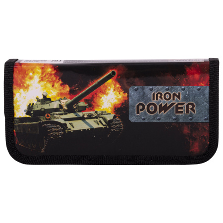 Пенал ПИФАГОР, 1 отделение, ламинированный картон, 19х9 см, "Iron Power", 229193 - Пеналы каркасные