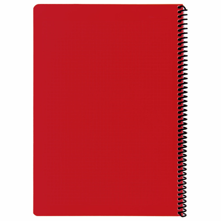 Тетрадь А4, 80 листов, BRAUBERG "Metropolis", спираль пластиковая, клетка, обложка пластик, КРАСНЫЙ, 403391 - Тетради формата А4