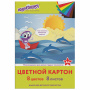 Картон цветной А4 немелованный (матовый), 8 листов 8 цветов, в папке, ЮНЛАНДИЯ, 200х290 мм, "ЮНЛАНДИК НА МОРЕ", 129567 - Цветной и белый картон