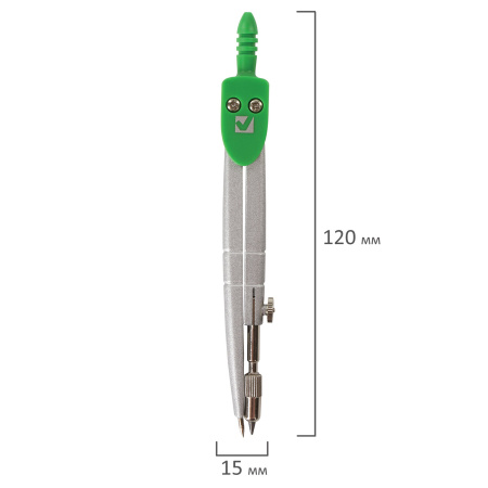 Готовальня BRAUBERG "Klasse", 7 предметов: циркуль+кронциркуль, рейсфедер + держатель, 2 вставки, грифель, 210344 - Циркули и готовальни
