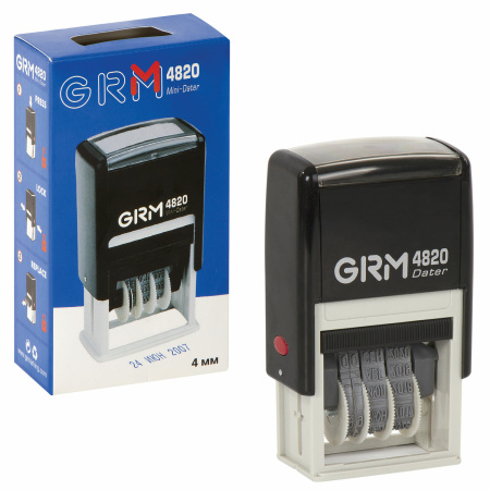 Датер-мини месяц буквами, оттиск 22х4 мм синий, GRM 4820, 124361131 - Датеры