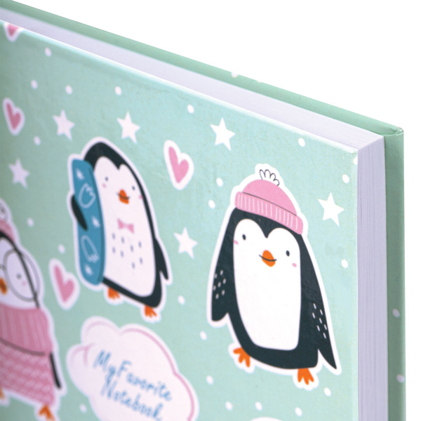 Блокнот А5 (134х206 мм), 80 л., твёрдый, клетка, BRAUBERG KIDS, "Пингвинчики", 114420 - Блокноты детские