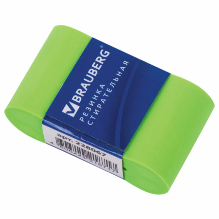 Ластик BRAUBERG "Rainbow", 42х23х13 мм, цвет ассорти, картонный держатель, 228067 - Ластики классические