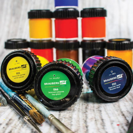 Гуашь художественная BRAUBERG ART CLASSIC, НАБОР 12 цветов в баночках по 22 мл, 191585 - Гуашь художественная в наборах