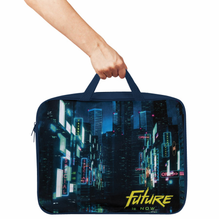 Папка на молнии с ручками BRAUBERG А4, 1 отделение, полиэстер, 80 мм, "Future", 270965 - Папки-сумки с ручками