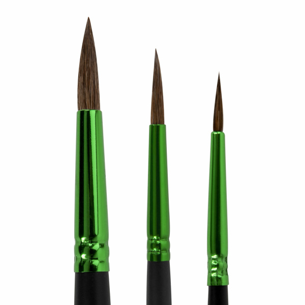 Кисти BRAUBERG PREMIUM, набор 3 шт. (из ворса пони круглые № 2, 4, 7), блистер, 201021 - Кисти для рисования