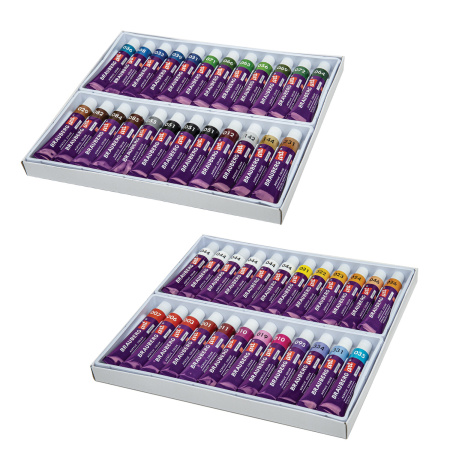 Краски акриловые художественные, НАБОР 48 штук, 41 цвет по 12 мл, в тубах, BRAUBERG ART DEBUT, 192295 - Акриловые краски художественные в наборах