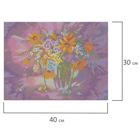 Картина стразами (алмазная мозаика) 30х40 см, ОСТРОВ СОКРОВИЩ "Букет в вазе", без подрамника, 662562 - Алмазная вышивка