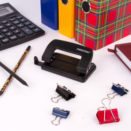 Дырокол металлический ОФИСМАГ, до 10 листов, черный, 229692 - Дыроколы настольные