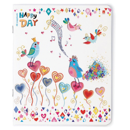 Тетрадь А5 48 л. АЛЬТ скоба, клетка, фольга, конгрев, гибридный лак, "СЧАСТЛИВЫЙ ДЕНЬ" (5 видов), 7-48-829 - Тетради 40-48 листов