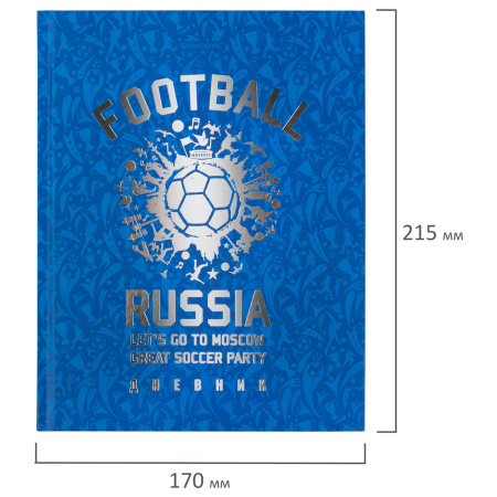 Дневник 5-11 класс 48 л., твердый, BRAUBERG, фольга, с подсказом, "Football", 106416 - Дневники для старших классов